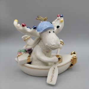 Lenox Happy Moose Canoeing Christmas Ornament